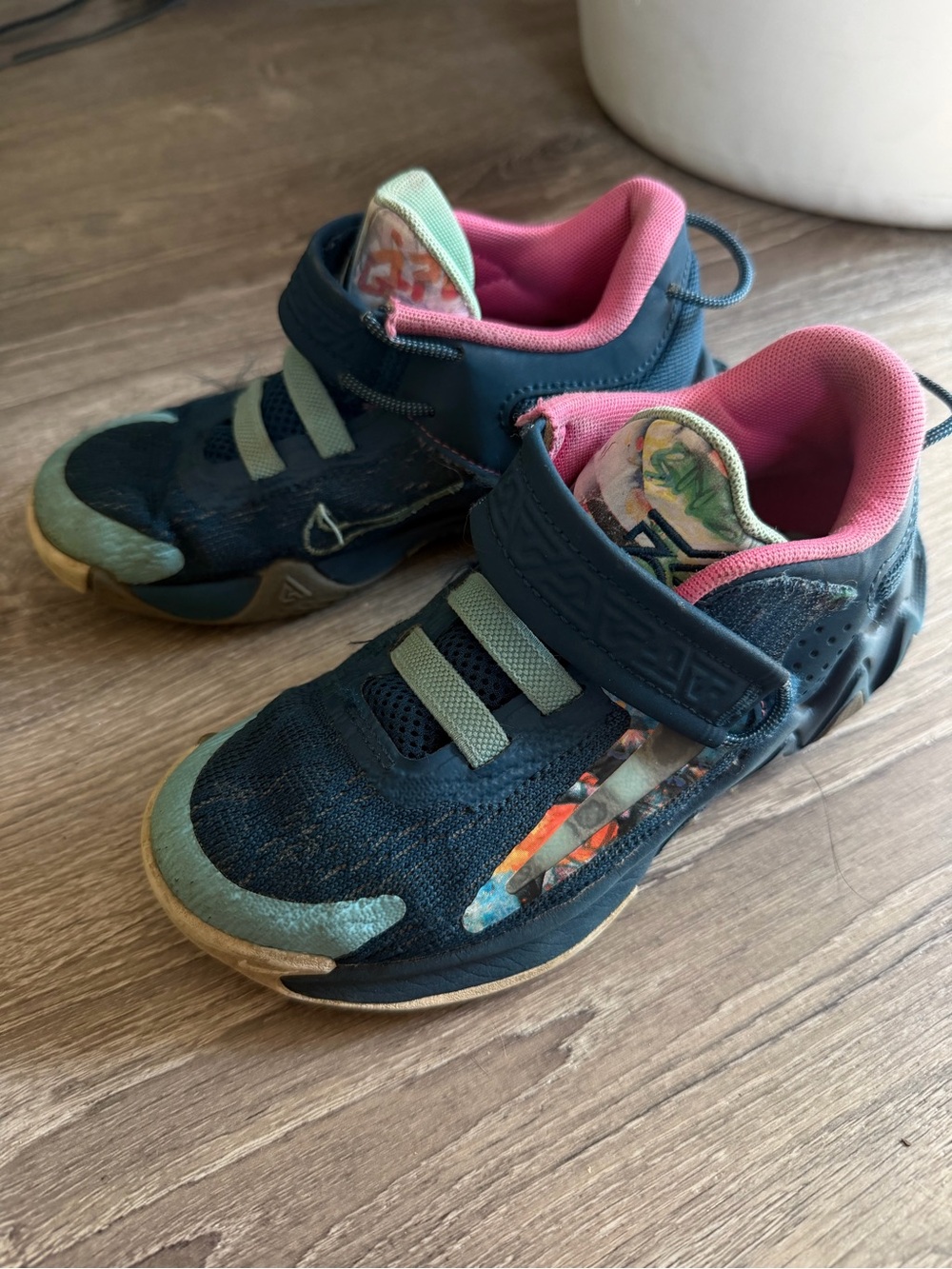 Nike Kids Navy Sneakers with Pink and Mint Accents